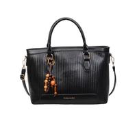 CORIOS Sac à Main en Tissu PU Cuir Tressé pour Femme Sacs Portés Épaule avec Grande Capacité Sac Bandoulière avec Pendentif Exquis en Perles de Bois Élégant Sac de Bureau Fourre-Tout Noir