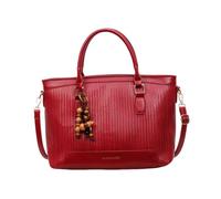 CORIOS Sac à Main en Tissu PU Cuir Tressé pour Femme Sacs Portés Épaule avec Grande Capacité Sac Bandoulière avec Pendentif Exquis en Perles de Bois Élégant Sac de Bureau Fourre-Tout Rouge Vin