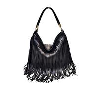CORIOS Sac à Main Femme avec Franges Sacs Portés Épaule en Cuir PU Style Bohème Chic Sac Sous-Bras pour Usage Quotidien Idée Cadeau Noir