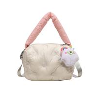 CORIOS Sac à Main Matelassé pour Femme Sacs Portés Épaule Rembourré Elégant Sac à Bandoulière Nylon Sac Messager Sac à Poignée Supérieure Rétro Sac Hobo Sacs Cabas Sac Fourre-Tout Sac Boston Beige
