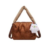 CORIOS Sac à Main Matelassé pour Femme Sacs Portés Épaule Rembourré Elégant Sac à Bandoulière Nylon Sac Messager Sac à Poignée Supérieure Rétro Sac Hobo Sacs Cabas Sac Fourre-Tout Sac Boston Marron