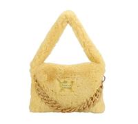 CORIOS Sac à Main Moelleux en Peluche Femme Sacs Portés Épaule avec Décoration de Chaîne Épaisse et Tendance Souple Sac à Poignée Supérieure Élégant Sac Fourre Tout Sac Hobo Cabas Jaune L