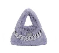CORIOS Sac à Main Moelleux en Peluche Femme Sacs Portés Épaule avec Décoration de Chaîne Épaisse et Tendance Souple Sac à Poignée Supérieure Élégant Sac Fourre Tout Sac Hobo Cabas Violet Gris S