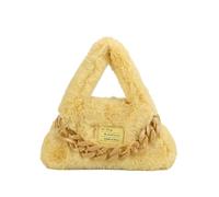 CORIOS Sac à Main Moelleux en Peluche Femme Sacs Portés Épaule avec Décoration de Chaîne Épaisse et Tendance Souple Sac à Poignée Supérieure Élégant Sac Fourre Tout Sac Hobo Cabas Jaune S