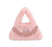 CORIOS Sac à Main Moelleux en Peluche Femme Sacs Portés Épaule avec Décoration de Chaîne Épaisse et Tendance Souple Sac à Poignée Supérieure Élégant Sac Fourre Tout Sac Hobo Cabas Rose S