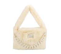 CORIOS Sac à Main Moelleux en Peluche Femme Sacs Portés Épaule avec Décoration de Chaîne Épaisse et Tendance Souple Sac à Poignée Supérieure Élégant Sac Fourre Tout Sac Hobo Cabas Beige L