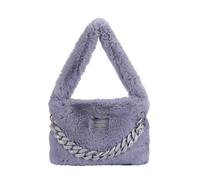 CORIOS Sac à Main Moelleux en Peluche Femme Sacs Portés Épaule avec Décoration de Chaîne Épaisse et Tendance Souple Sac à Poignée Supérieure Élégant Sac Fourre Tout Sac Hobo Cabas Violet Gris L