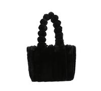 CORIOS Sac à Main Moelleux en Peluche pour Femme Souple Sac à Poignée Supérieure Grande Sacs Portés Épaule Mode Plissé Sac Hobo Cabas Élégant Sac Fourre Tout pour Voyage Shopping Travail Noir S