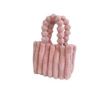 CORIOS Sac à Main Moelleux en Peluche pour Femme Souple Sac à Poignée Supérieure Grande Sacs Portés Épaule Mode Plissé Sac Hobo Cabas Élégant Sac Fourre Tout pour Voyage Shopping Travail Rose S