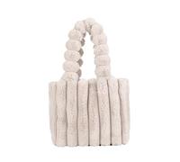 CORIOS Sac à Main Moelleux en Peluche pour Femme Souple Sac à Poignée Supérieure Grande Sacs Portés Épaule Mode Plissé Sac Hobo Cabas Élégant Sac Fourre Tout pour Voyage Shopping Travail Beige S