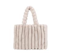 CORIOS Sac à Main Moelleux en Peluche pour Femme Souple Sac à Poignée Supérieure Grande Sacs Portés Épaule Mode Plissé Sac Hobo Cabas Élégant Sac Fourre Tout pour Voyage Shopping Travail Beige L