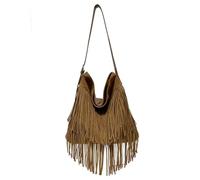 CORIOS Sac à Main pour Femme avec Franges Style Boho en Suédé Cuir PU Sac Bandoulière Tendance Sacs Portés Épaule Camel