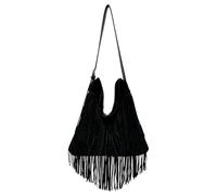 CORIOS Sac à Main pour Femme avec Franges Style Boho en Suédé Cuir PU Sac Bandoulière Tendance Sacs Portés Épaule Noir