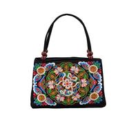 CORIOS Sac à Main pour Femme Brodée Motifs Floraux Ethniques Sacs Portés Épaule Bohème Sac sous Les Bras Sacs Fourre-Tout en Toile Vintage Sac Hobo Cabas pour Travail Voyage Achats Fleur de Chant