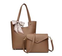 CORIOS Sac à Main pour Femme PU Cuir Sac Portés Épaule Étanche Sac Bandoulière Elégant Sac Hobo Sacs Cabas Rétro Sac Fourre Tout Léger Sac Messager Sac Seau 2pcs pour Travail Voyage Achats Kaki