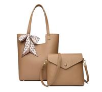 CORIOS Sac à Main pour Femme PU Cuir Sac Portés Épaule Étanche Sac Bandoulière Elégant Sac Hobo Sacs Cabas Rétro Sac Fourre Tout Léger Sac Messager Sac Seau 2pcs pour Travail Voyage Achats Kaki Clair