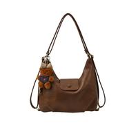 CORIOS Sac Bandoulière avec Pendentif Ours Mignon Sac à Main Femme en PU Cuir Grande Capacité Sacs Portés Épaule Mode Sac Fourre-Tout pour Bureau Voyage Travail Shopping Marron