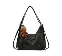 CORIOS Sac Bandoulière avec Pendentif Ours Mignon Sac à Main Femme en PU Cuir Grande Capacité Sacs Portés Épaule Mode Sac Fourre-Tout pour Bureau Voyage Travail Shopping Noir