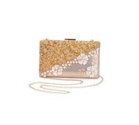 CORIOS Sac de Soirée à Fleurs pour Femme Strass Embrayage Sacs à Main D'épaule de Mariée Diamond Pochette Portefeuille Élégant Sacs Fourre-Tout Perles Sac à Bandoulière Champagne