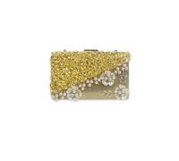 CORIOS Sac de Soirée à Fleurs pour Femme Strass Embrayage Sacs à Main D'épaule de Mariée Diamond Pochette Portefeuille Élégant Sacs Fourre-Tout de Chaîne Perles Sac à Bandoulière Or