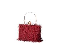 CORIOS Sac de Soirée à Gland pour Femme Sac en Strass à la Main Sacs à D'épaule de Mariée Perles Embrayage Luxe Diamond Pochette Portefeuille Élégant Sacs Fourre-Tout Rouge Foncé