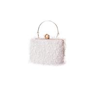 CORIOS Sac de Soirée à Gland pour Femme Sac en Strass à la Main Sacs à D'épaule de Mariée Perles Embrayage Luxe Diamond Pochette Portefeuille Élégant Sacs Fourre-Tout avec Chaîne Détachable Blanc