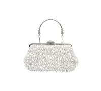 CORIOS Sac de Soirée à Perles pour Femme Élégant Embrayage Sac à Main D'épaule de Mariée Luxe Pochette Portefeuille Rétro Sacs Fourre-Tout avec Chaîne Détachable Blanc