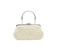 CORIOS Sac de Soirée à Perles pour Femme Élégant Embrayage Sac à Main D'épaule de Mariée Luxe Pochette Portefeuille Rétro Sacs Fourre-Tout avec Chaîne Détachable Beige