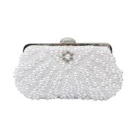 CORIOS Sac de Soirée à Perles pour Femme Sac à Main D'épaule de Mariée Élégant Embrayage Rétro Sacs Fourre-Tout avec Chaîne Détachable Luxe Pochette Portefeuille pour Cocktail Fête Mariage Blanc