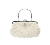 CORIOS Sac de Soirée à Perles pour Femme Sac à Main D'épaule de Mariée Élégant Embrayage Rétro Sacs Fourre-Tout avec Chaîne Détachable Luxe Pochette Portefeuille pour Cocktail Fête Mariage Beige