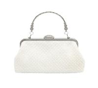 CORIOS Sac de Soirée à Perles pour Femme Sac à Main D'épaule de Mariée Rétro Sacs Fourre-Tout avec Chaîne Détachable Luxe Pochette Portefeuille Élégant Embrayage pour Cocktail Mariage Fête Blanc