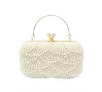 CORIOS Sac de Soirée à Perles pour Femme Sac en Strass à la Main Diamond Embrayage Sacs D'épaule de Mariée Luxe Pochette Portefeuille Élégant Sacs Fourre-Tout avec Chaîne Détachable Beige