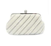 CORIOS Sac de Soirée à Perles pour Femme Sac en Strass à la Main Sacs D'épaule de Mariée Diamond Embrayage Élégant Sacs Fourre-Tout avec Chaîne Détachable Luxe Pochette Portefeuille Beige