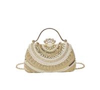 CORIOS Sac de Soirée à Perles pour Femme Sacs D'épaule de Mariée en Paillettes Sac en Strass à la Main Diamond Embrayage Luxe Pochette Portefeuille Élégant Sacs Fourre-Tout avec Chaîne Or
