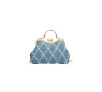CORIOS Sac de Soirée en Denim pour Femme Embrayage en Strass Diamond Pochette Portefeuille Sacs à Main D'épaule de Mariée Élégant Sacs Fourre-Tout en Perle pour Ceremonie Mariage Cocktail Fête Bleu