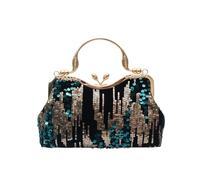 CORIOS Sac de Soirée en Paillettes pour Femme Velours Embrayage Sac en Strass à la Main Sacs D'épaule de Mariée Diamond Sac à Bandoulière Élégant Sacs Fourre-Tout Vintage Pochette Portefeuille Vert