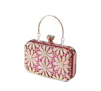 CORIOS Sac de Soirée en Strass Fleur pour Femme Diamond Embrayage Sacs à Main D'épaule de Mariée Élégant Pochette Portefeuille Sacs Fourre-Tout pour Mariage Cocktail Fête Ceremonie Rose