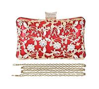 CORIOS Sac de Soirée en Strass pour Femme Pochette Mariage Sacs Fourre-Tout Sacs à Main D'épaule de Mariée Sac à Bandoulière Diamond Embrayage pour Fête Banquet Mariage Rouge