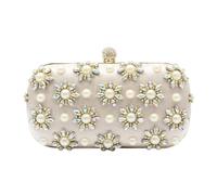 CORIOS Sac de Soirée en Strass pour Femme Pochette Portefeuille à Perles Sacs à Main D'épaule de Mariée Élégant Sacs Fourre-Tout avec Chaîne Diamond Embrayage pour Cocktail Fête Mariage Amande