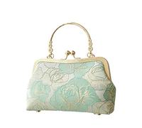 CORIOS Sac de Soirée Femme Broderie de Fleurs Embrayage Sacs à Main D'épaule de Mariée Pochette Portefeuille en Polyester Élégant Sac à Bandoulière avec Chaîne pour Fête Mariage Cocktail Vert Clair