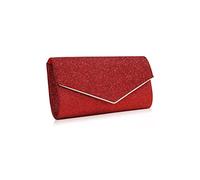 CORIOS Sac de Soirée Femme Cérémonie Embrayage Sacs à Main D'épaule de Mariée Élégant Sac à Bandoulière Sacs Fourre-Tout de Chaîne Pochette pour Fête Banquet Mariage Party Rouge