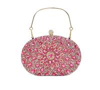 CORIOS Sac de Soirée Femme Diamond Embrayage Sac en Strass à la Main Sacs D'épaule de Mariée Élégant Pochette Portefeuille Sacs Fourre-Tout pour Ceremonie Mariage Fête Cocktail Rose