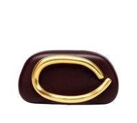 CORIOS Sac de Soirée Femme Embrayage en Acrylique Pochette Portefeuille avec Poignée Métallique et Chaîne Sacs à Main D'épaule de Mariée Élégant Sacs Fourre-Tout Cuir Rouge Vin