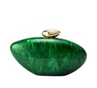 CORIOS Sac de Soirée Femme en Acrylique Forme Coquillage Luxueuse Embrayage à Motif Marbré Sacs à Main D'épaule de Mariée Pochette Portefeuille avec Chaîne Amovible pour Mariage Bal Vert Foncé