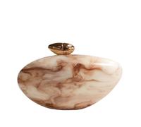 CORIOS Sac de Soirée Femme en Acrylique Forme Coquillage Luxueuse Embrayage à Motif Marbré Sacs à Main D'épaule de Mariée Pochette Portefeuille avec Chaîne Amovible pour Mariage Bal Cocktail Caramel