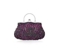 CORIOS Sac de Soirée Femme Perle Embrayage Paillettes Pochette de Mariage Vintage Sacs à Main D'épaule de Mariée Élégant Sacs Fourre-Tout pour Ceremonie Mariage Fête Cocktail Violet