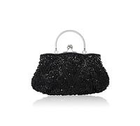 CORIOS Sac de Soirée Femme Perle Embrayage Paillettes Pochette de Mariage Vintage Sacs à Main D'épaule de Mariée Élégant Sacs Fourre-Tout pour Ceremonie Mariage Fête Cocktail Noir