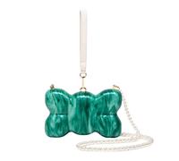CORIOS Sac de Soirée Femme Pochette Portefeuille en Acrylique avec Chaîne de Perles Amovible Embrayage en Forme Mignonne Sacs Fourre-Tout Sacs à Main D'épaule de Mariée Nœud Vert A