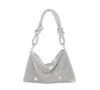 CORIOS Sac de Soirée Femme Sac en Strass à la Main Diamond Embrayage Sacs à Main D'épaule de Mariée Sacs Fourre-Tout Bling Pochettes Sac À Bandoulière pour Fête Banquet Mariage Argent