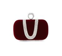 CORIOS Sac de Soirée Femme Sac en Strass à la Main Velours Embrayage Sacs D'épaule de Mariée Sacs Fourre-Tout Élégant Pochette Portefeuille pour Ceremonie Mariage Cocktail Fête Rouge Vin